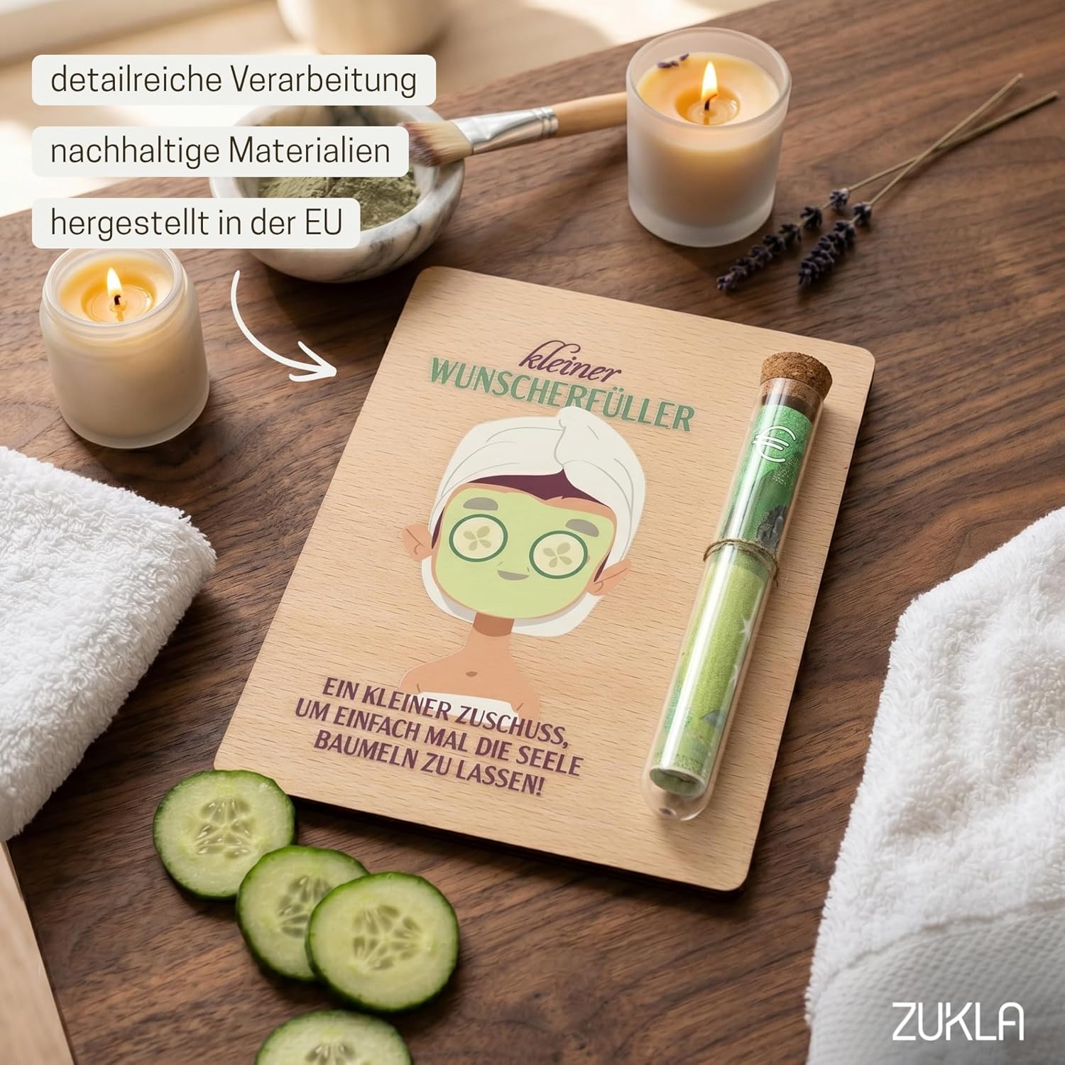 ZUKLA Packaging for Money Gifts Spa - 13 x 10 cm - with Test Tube - Wellness Voucher Packaging - Wellness Gift for Men and Women – Bild 2