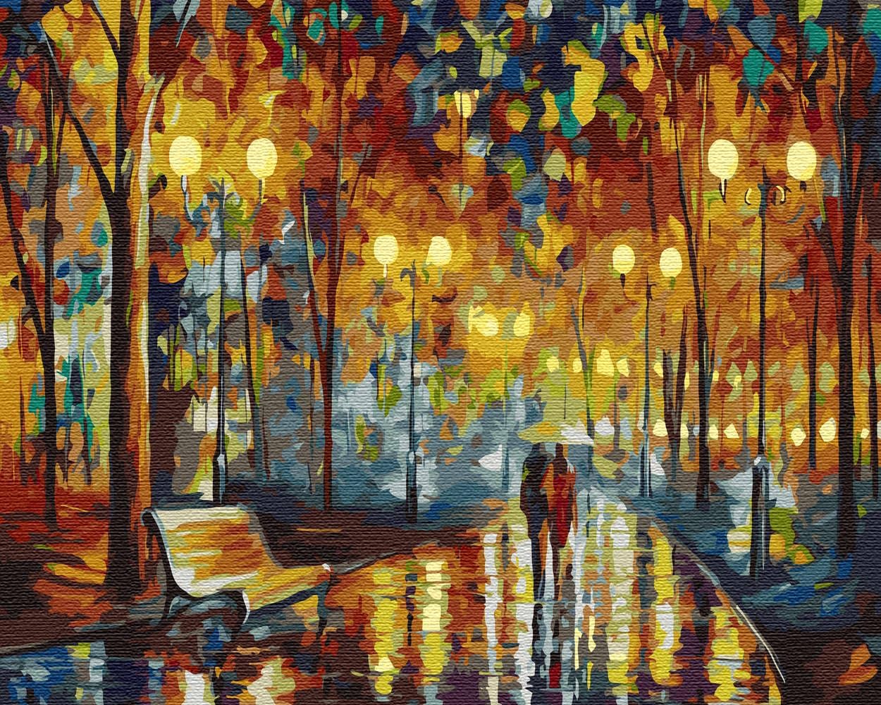 Artnapi Paint by Numbers Adults with Frame | DIY Hand Painted | Romance Under Umbrella | Kit for Beginners and Adults | Set Including Acrylic Paints & Brush | 40 x 50 cm Canvas | Gifts
