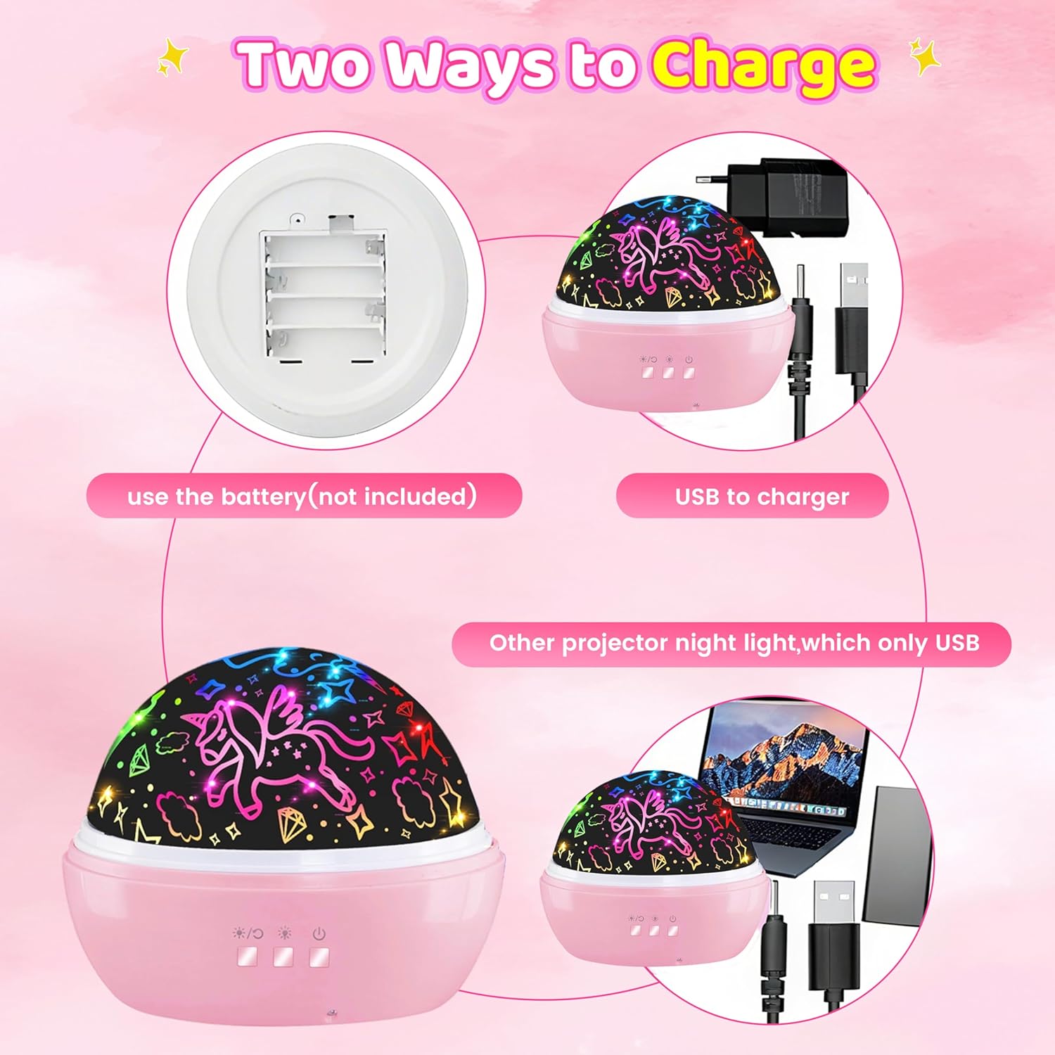 Unicorn Toy for 2-7 Year Old Girls, 2-in-1 Star Projector Rotating Night Light Girls Unicorn Toy for 3-9 Years Children Gifts 2-9 Years for Birthdays, Christmas – Bild 4