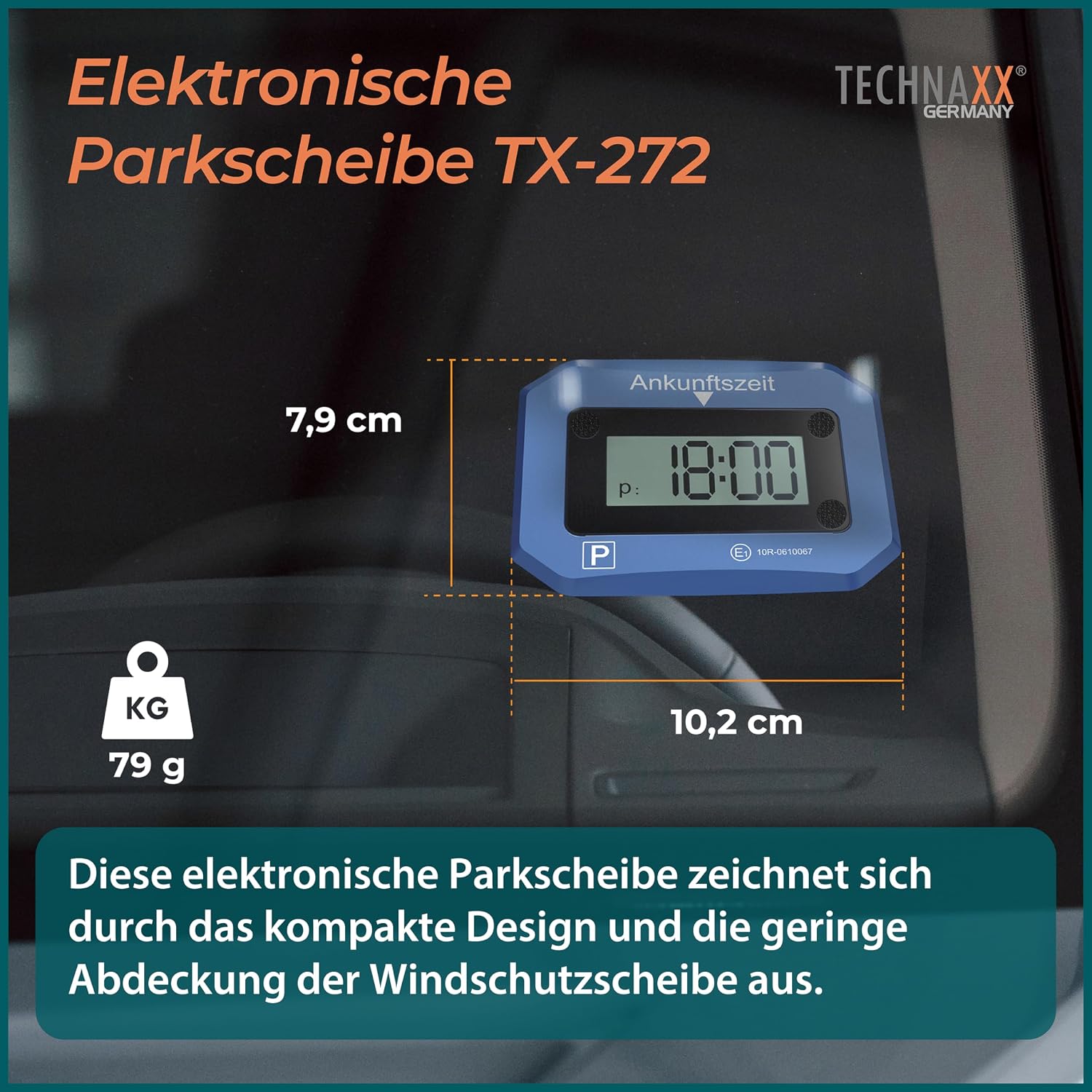 Technaxx Electronic Parking Disc TX-272, Automatic Digital Parking Meter for Car with Motion Sensor, Automatic Time Setting, Double Illuminated Displays, SOS Light, ECE License – Bild 3