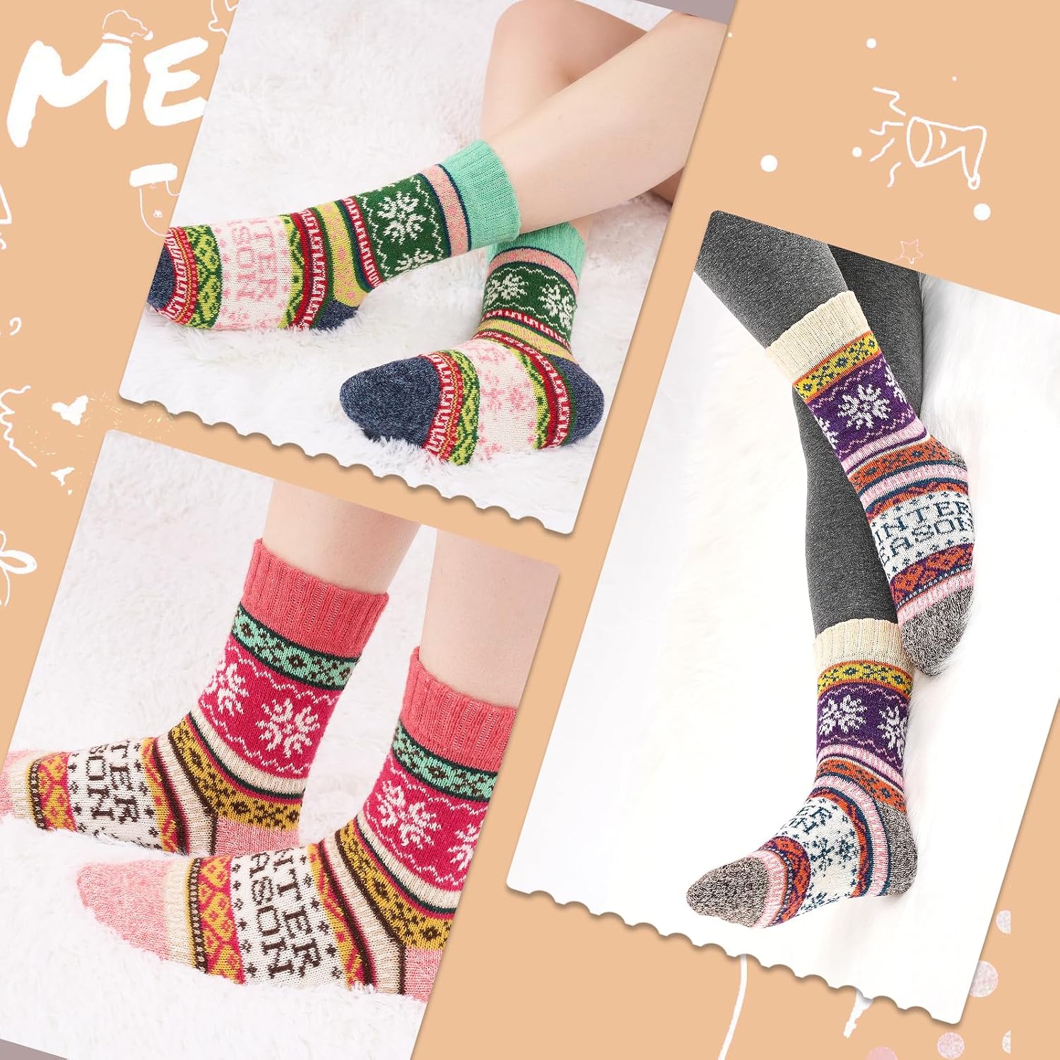 Wool Thermal Socks for Women, 5 Pairs, Thick and Warm for Winter – Bild 7
