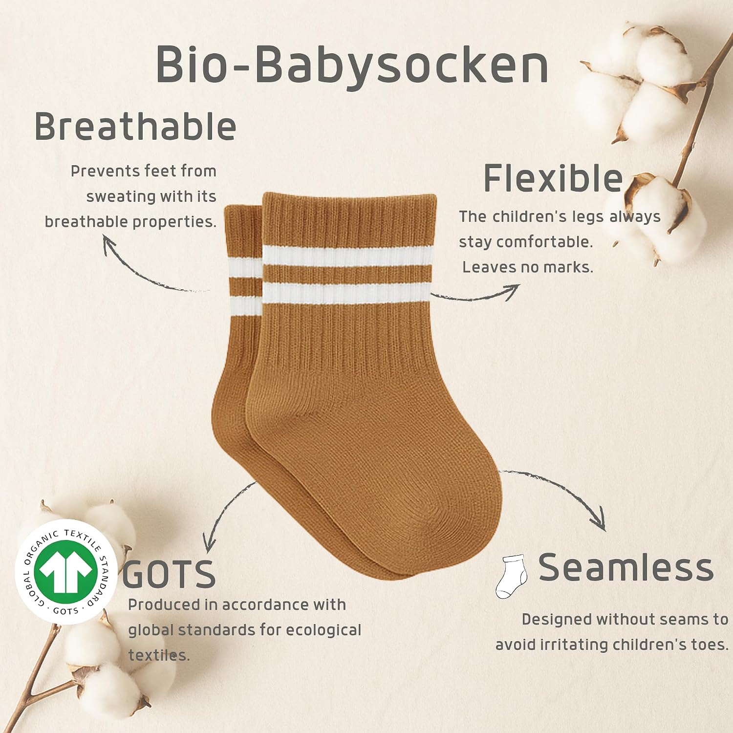 bistyle Cotton 6 Pairs Baby Socks for Newborn Infant 0–6 Months to 3 Years, Stopper Socks Seamless Socks, Boys Girls Children's Socks – Bild 3
