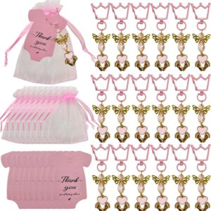 20 Sets Christening Party Favours, Includes Keyring Organza Bag and Thank You Tags for Boys Girls Baby Shower Birthday Party Accessories Baby Shower Decoration