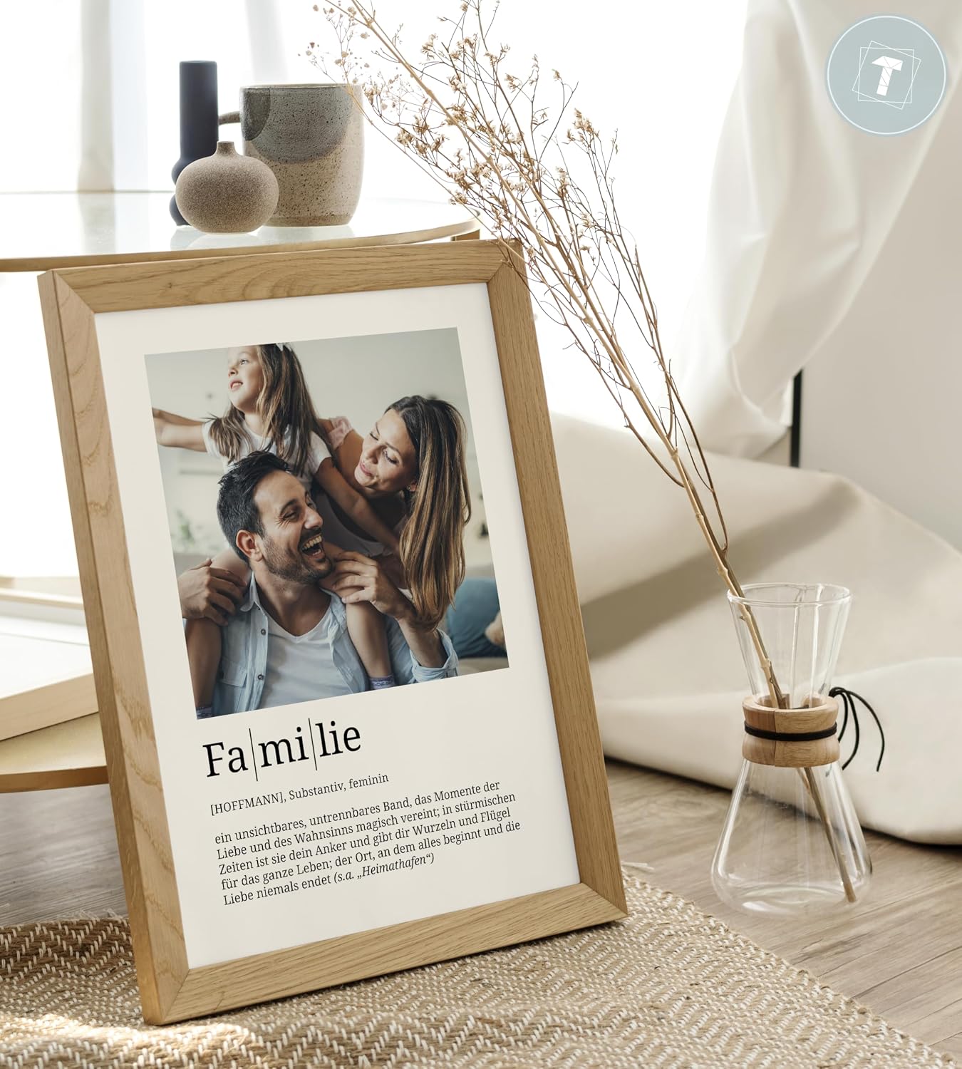 Papierschmiede Personalised Gifts Family, Definition with Photo in DIN A4 (21 x 30 cm) Frame Selectable Ready Framed, Personal Picture as a Gift for Mother's Day, Father's Day, Christmas, Birth – Bild 2