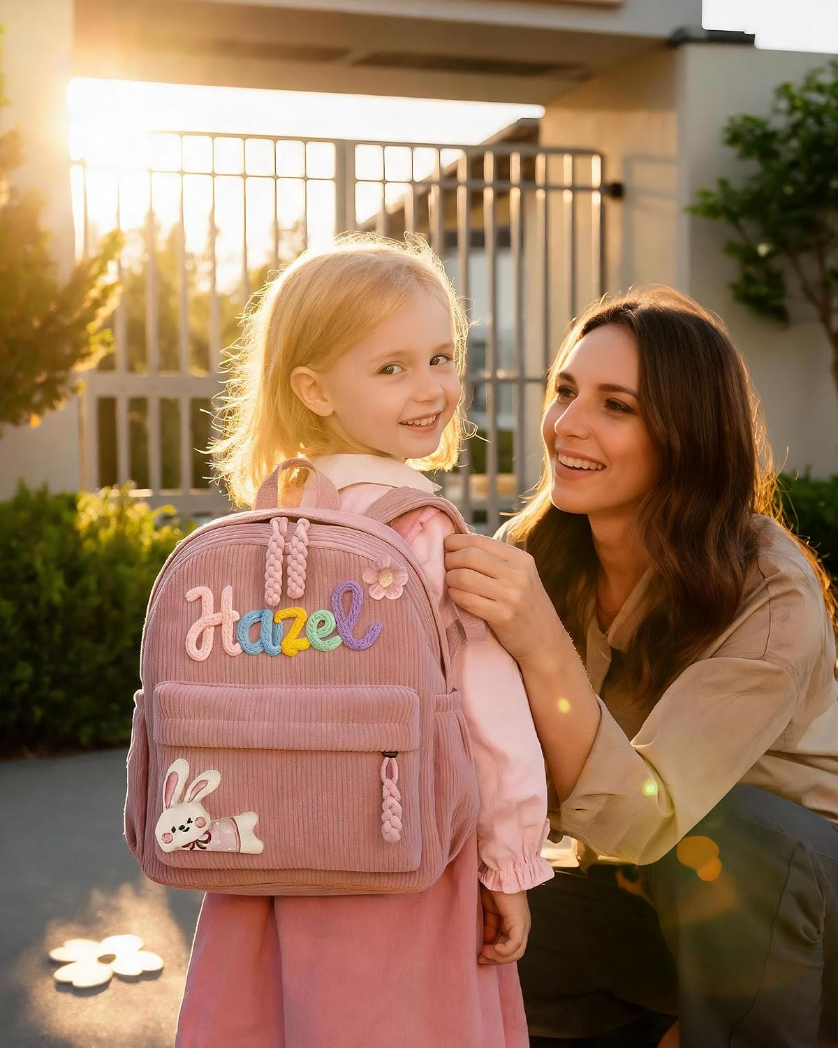 Children's Backpack Nursery Personalised with Name for Girls Boys, pink, Designer – Bild 6