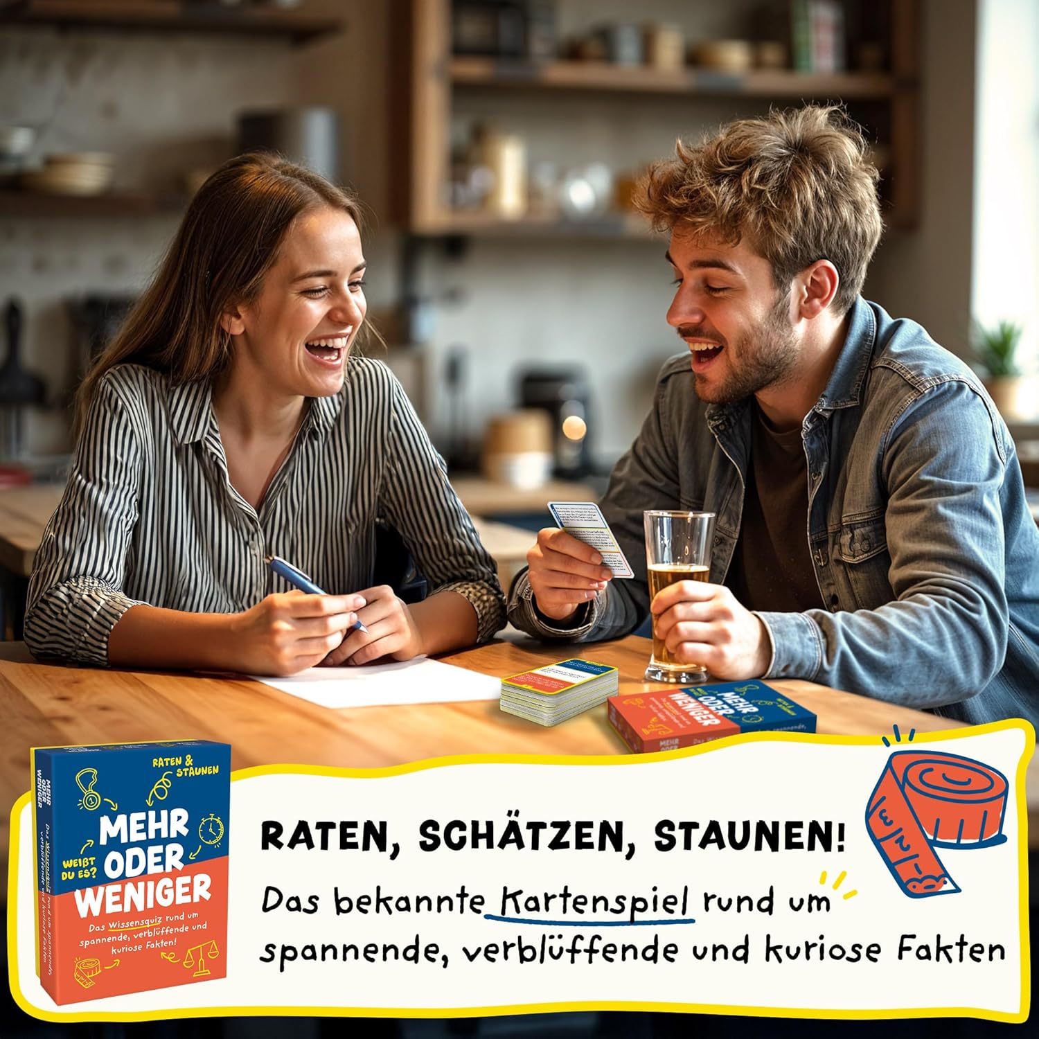 More or Less - Guessing Game for 2 People - 110 Cards 320 Questions - Game for Adults & Children from 10 Years - Great Card Game for 2+ Players - Family Game, Board Game or for Two – Bild 3
