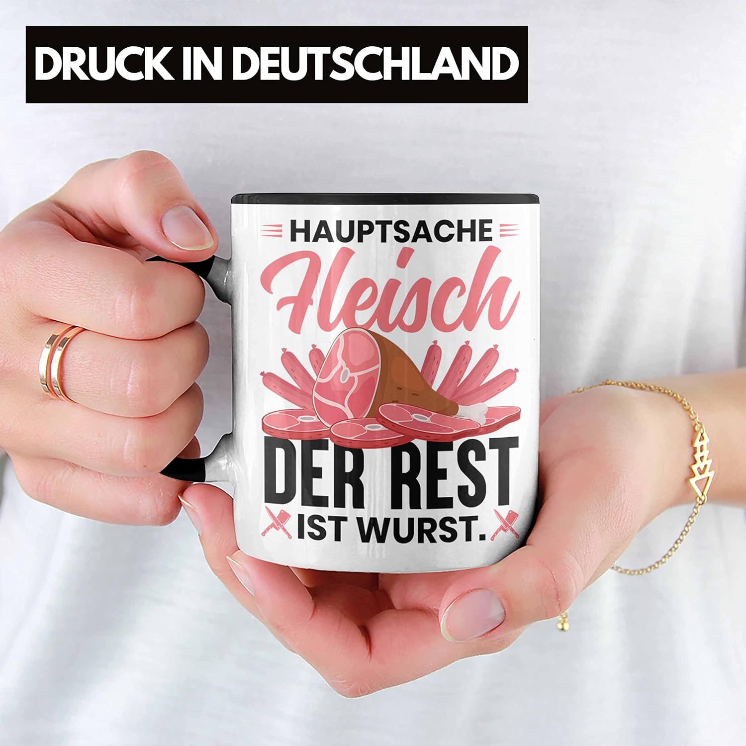Trendation - Meat Butcher Mug Gift Main Meat The Rest Is Sausage Gift Idea (Black) – Bild 2