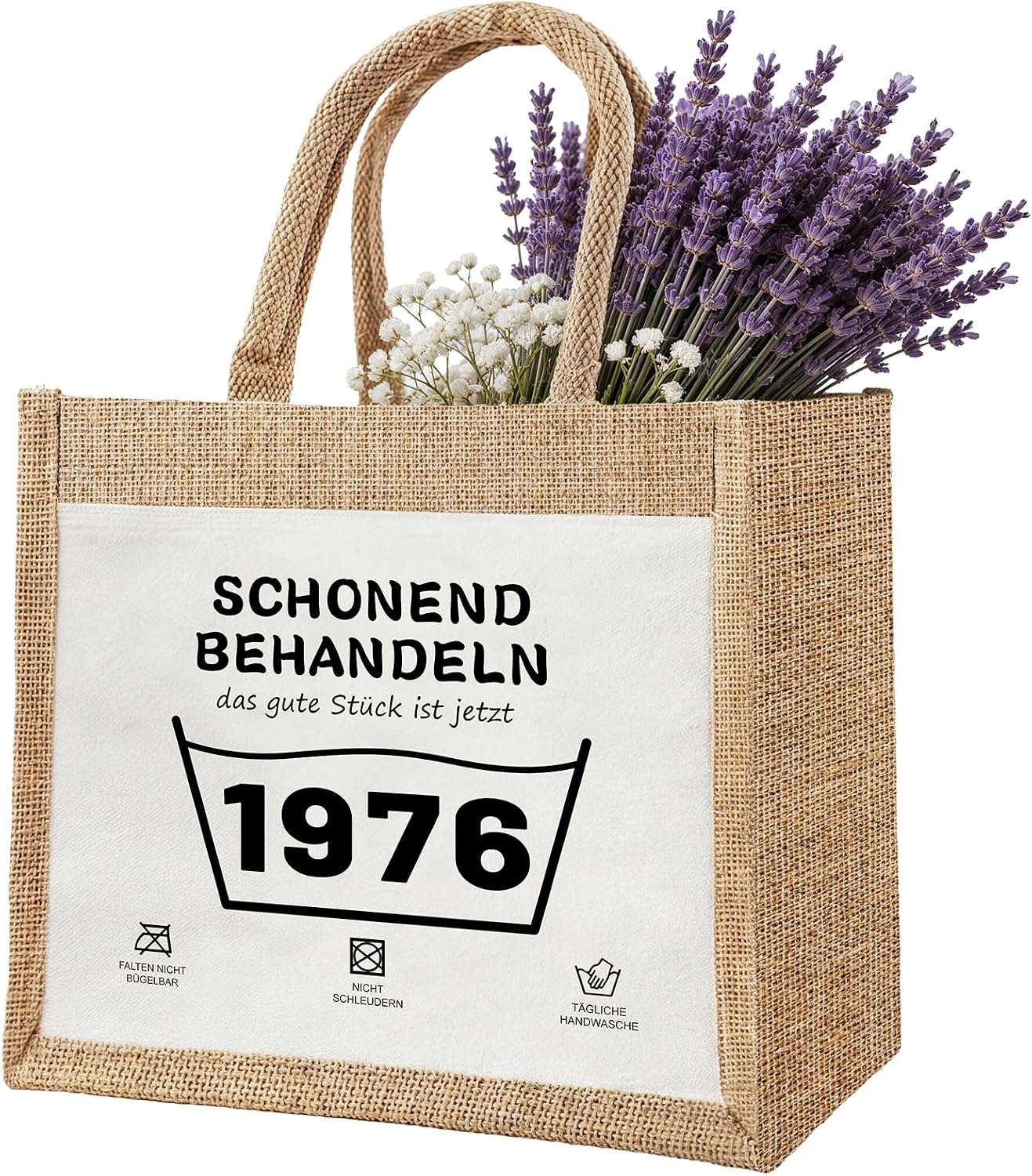 Jute Bag, Birthday Gift for 50th 60th Women, Jute Sack Sustainable Shopping, Gift for Women, Mother, Girlfriend, Colleague, Reusable Educator