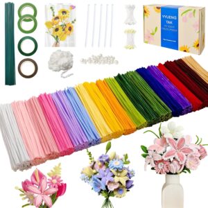 YYUENGTAK 1000 Pieces Pipe Cleaners Flower Set, Pipe Cleaners for Crafts, 18 Colours Chenille Stems (Pipe Cleaner) with Complete Accessory Set & Instructions, Creative Supplies, DIY Art Projects & Creative Gift