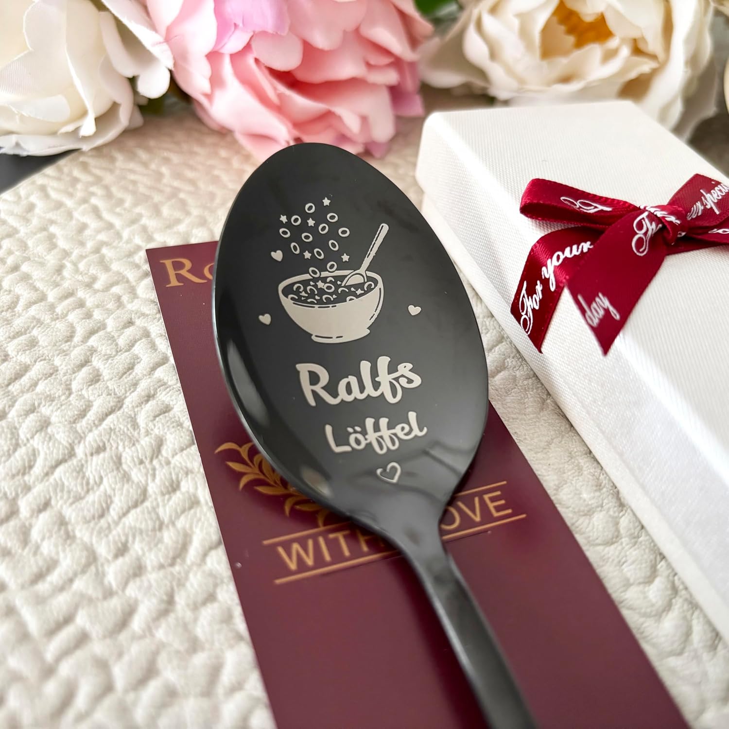 Cereal Spoon with Personalised Engraving on Spoon Head and Handle, Personalised Gift for Mum, Dad, Grandma, Grandpa, Stainless Steel – Bild 6