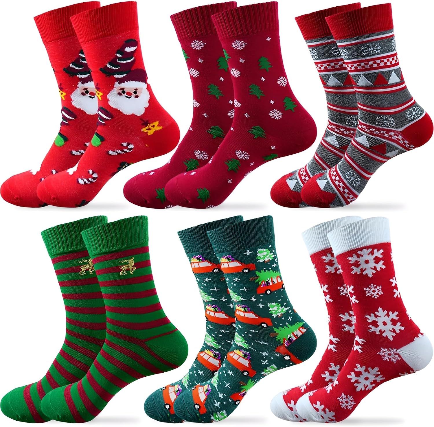 Scinzene 6 Pairs of Christmas Socks for Men and Women, Cuddly Socks, Christmas, EU 36-44, Soft Christmas Socks, Christmas Socks, Perfect as Christmas Gifts & Santa Gifts