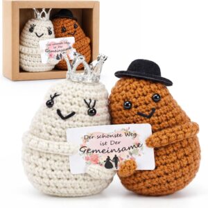 Positive Potato Pocket Hug for Couples, Wedding Anniversary Gifts – Anniversary Gift for Him and Her, Valentine’s Day, Hand Crocheted Romantic Partner Couple Friend Newlyweds Gifts