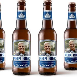 Beer Bottle Label Personalised with Photo & Text Sticker Set from 6 Pieces Motif: Max (Blue)