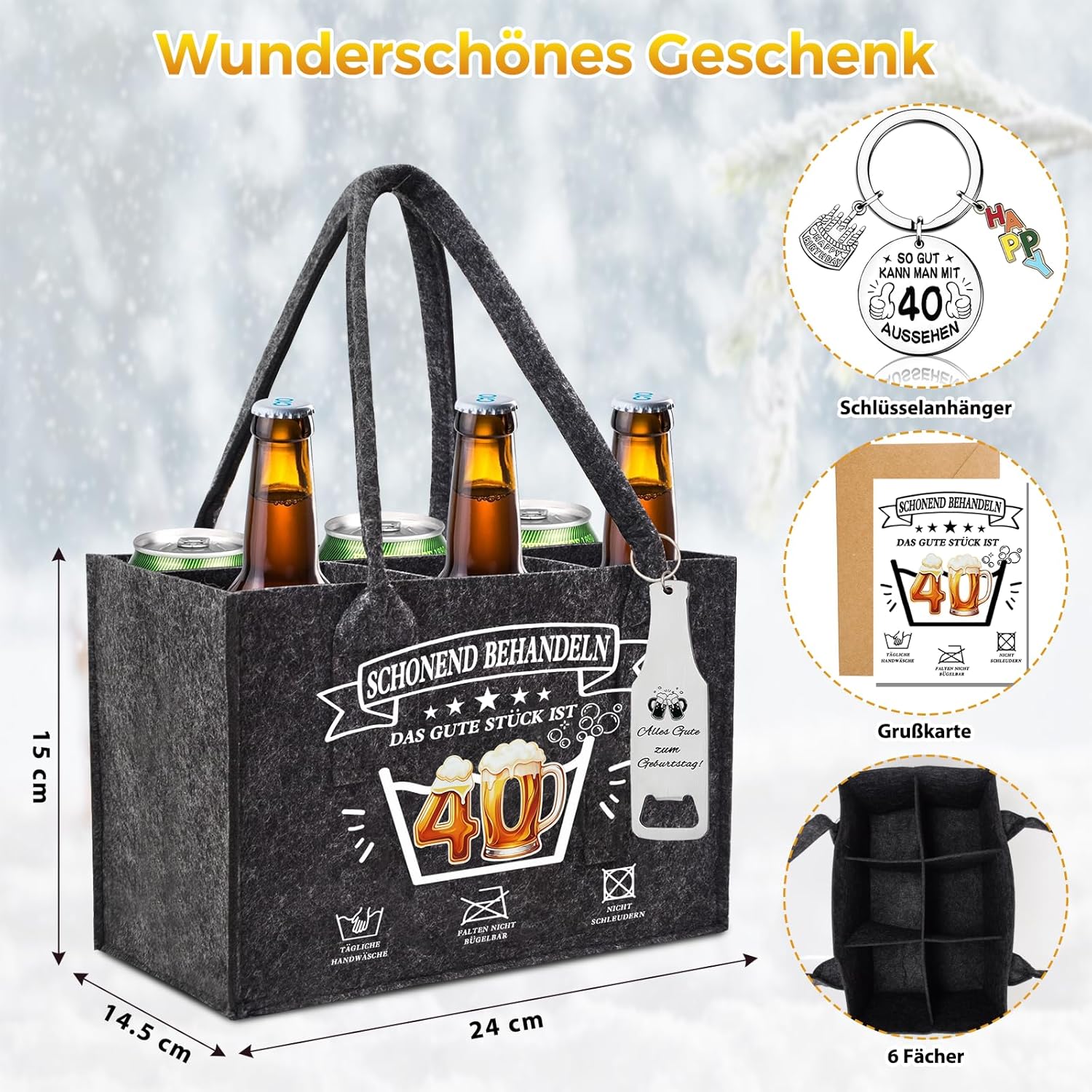 Men's Handbag Beer Gift Set, Birthday Gift for Man 40th Birthday – Bild 2