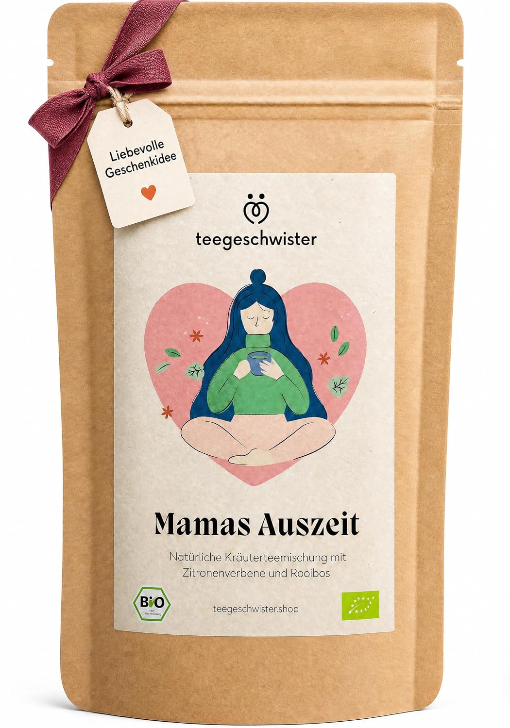 teegeschwister Mamas Auszeit Organic Tea with Women's Mantle Herb, Rooibos & Elderflower Gift Idea for Mum Birthday and Christmas Mother's Day Gift 70 g