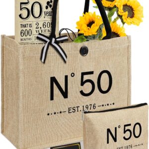 Gifts for 50th Birthday Woman - N ° 50 Jute Tote Bag, Cosmetic Bag