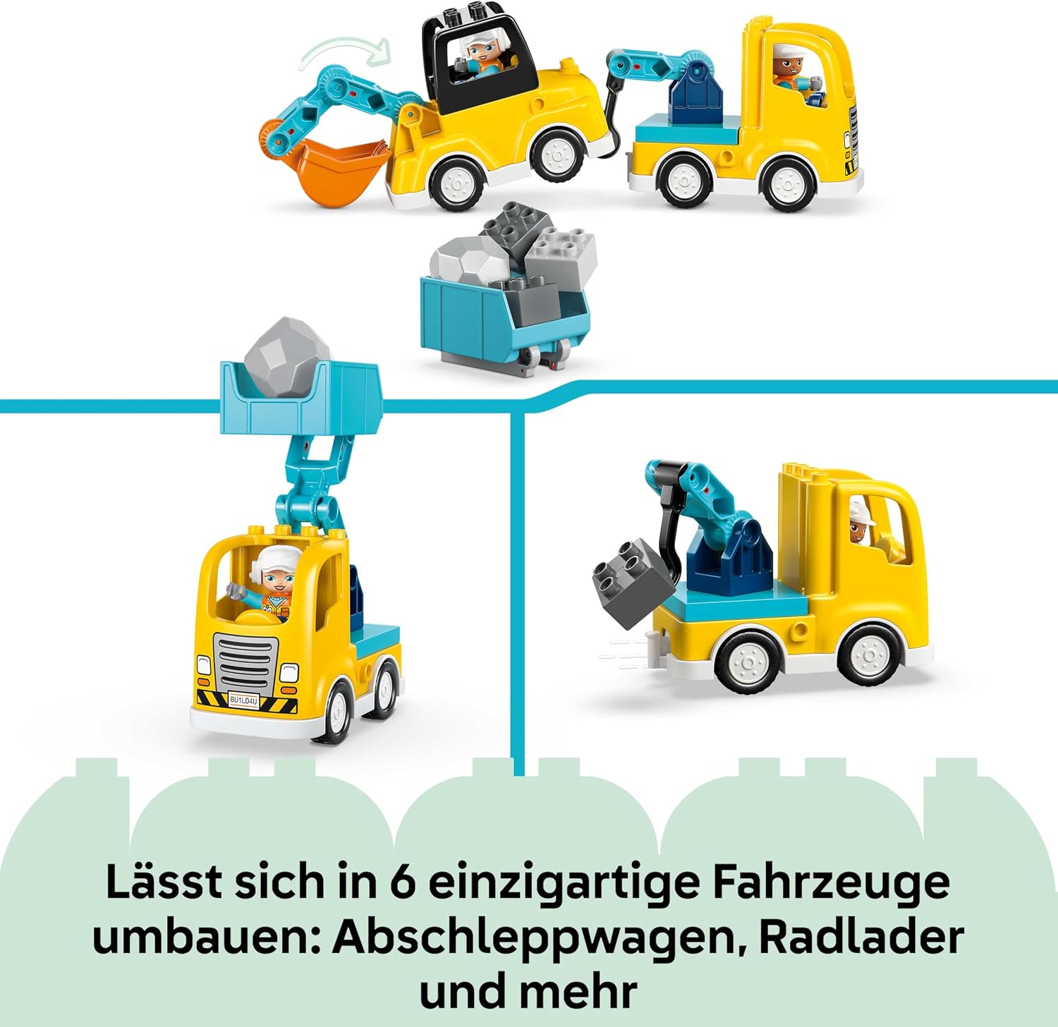 LEGO DUPLO 3 in 1 Construction Vehicles - Educational Montessori Toy for Toddlers w/ Trucks, Excavator Digger & Loader - Birthday Gift Idea for 2+ Year Old Boys & Girls - 10475 – Bild 4