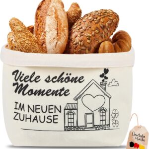 Bread Basket, Many Beautiful Moments in the New Home, Gifts for Moving into the New House, Bread Basket, Fabric Housewarming Gift, Bread Bag, Gift Idea for Housewarming, Topping-Out Gift (White)