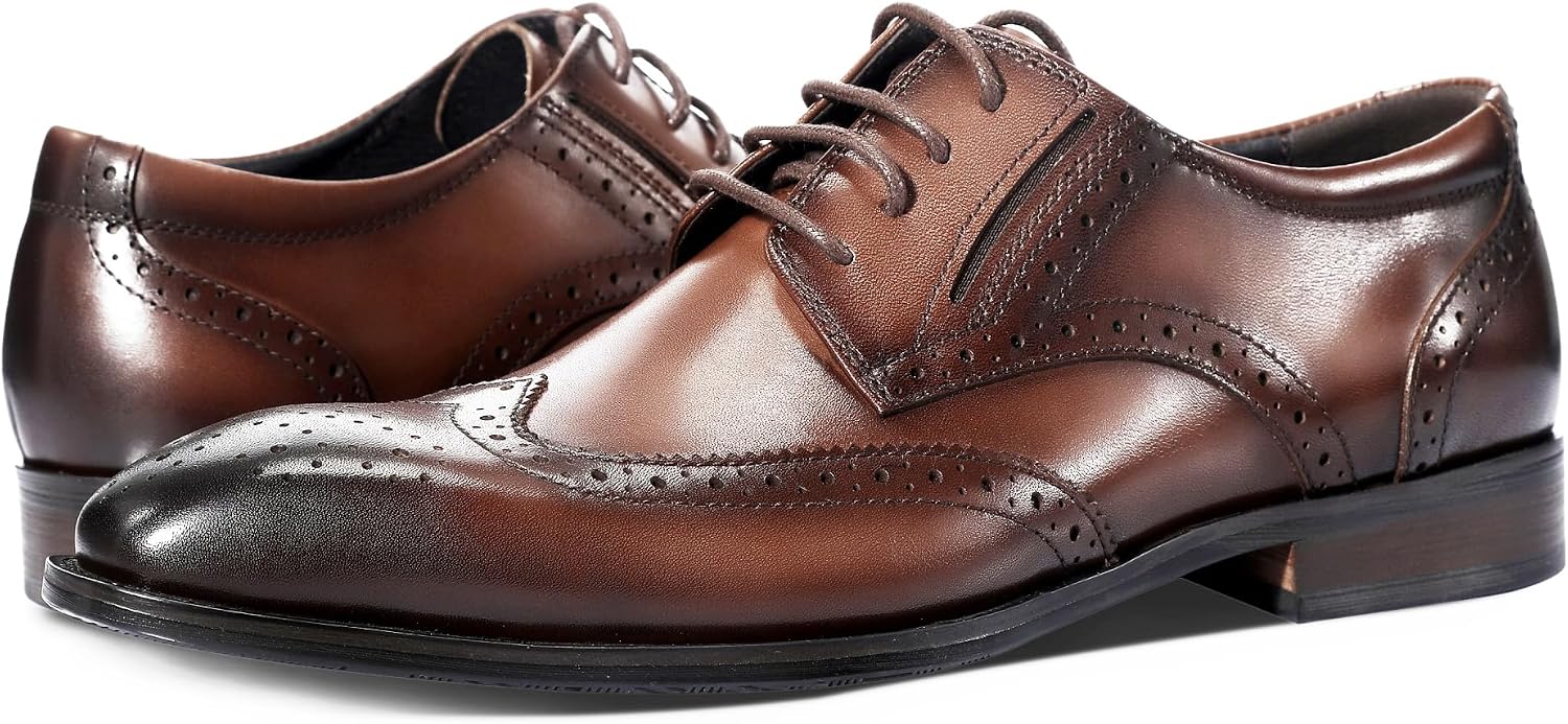 Allthemen Men's Suit Shoes Leather Modern Leather Shoes Business Oxford Derby Shoes Lace-Up Brogues – Bild 7