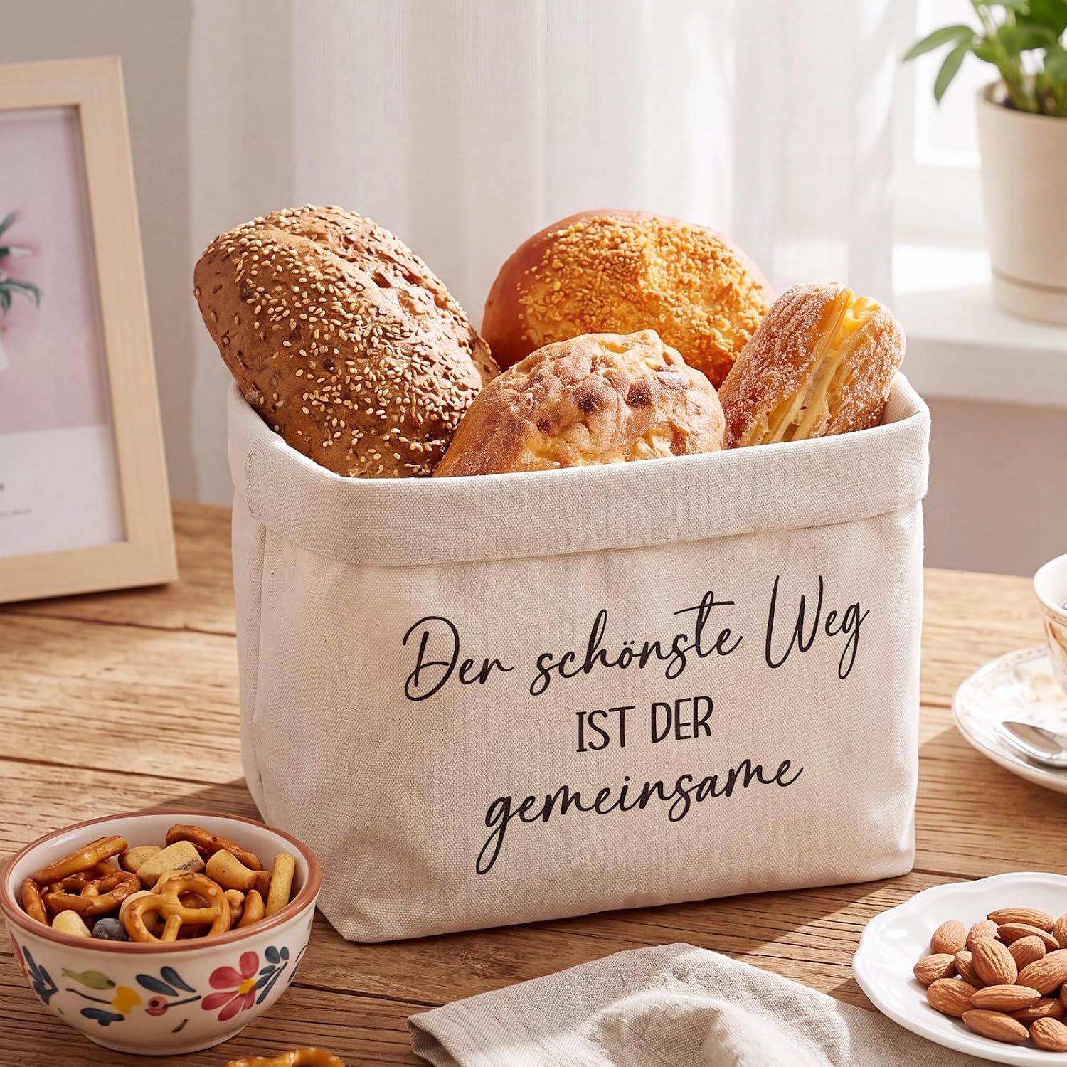 Xuniea Hochzeit Geschenkkorb Brotkorb aus Stoff Geschenk für Brautpaar – Bild 6