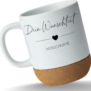 Mug Coaster Cork – Name of Your Choice – Design Yourself Personalised Gifts Girlfriend Sister Mum – 330 ml – Matt White – Printed with Your Text Personalised