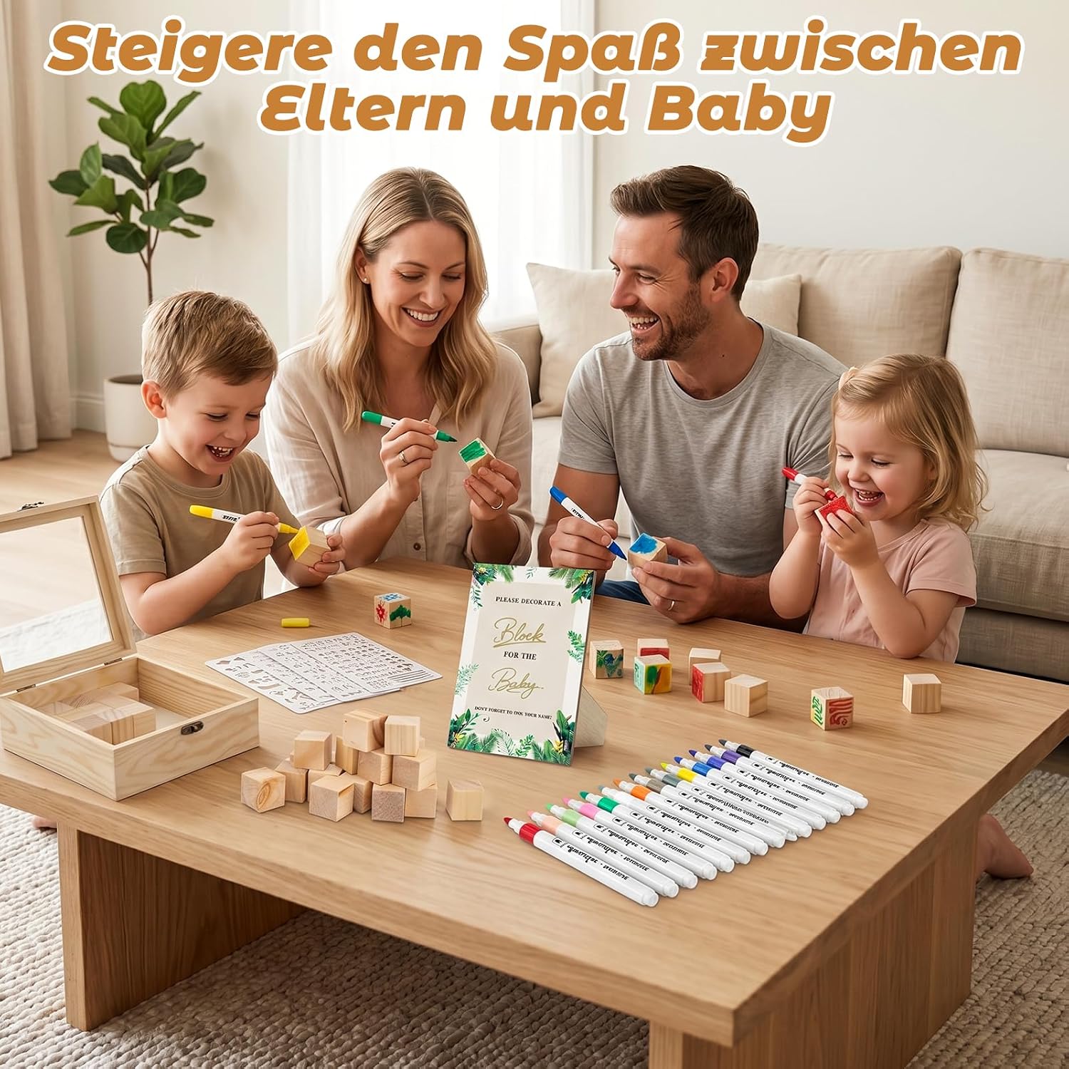 Baby Shower Games with 48 DIY Wooden Blocks Set – Bild 5
