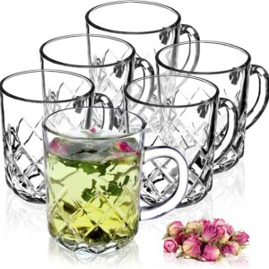 KADAX Tea glasses, set of 6, glasses with handle, dishwasher safe, drinking glasses for coffee, tea, water, juice, drink, garden, juice glasses, water glasses, glass cups.