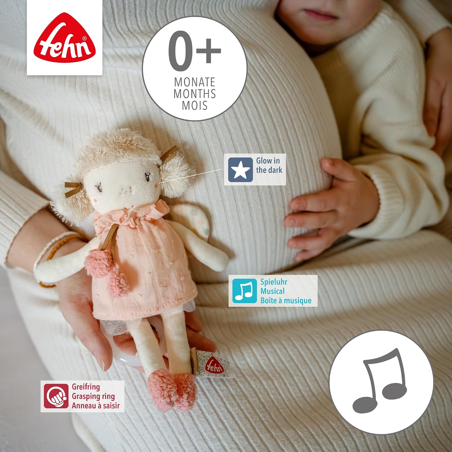 Fehn Mini Fairy Musical Box - Cuddly Toy & Sleep Aid for Babies – Bild 3