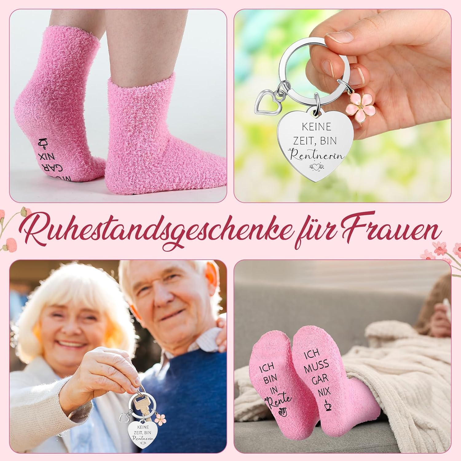 Jadive Retirement Gift for Wife Cosmetic Bag Socks Keyring – Bild 6