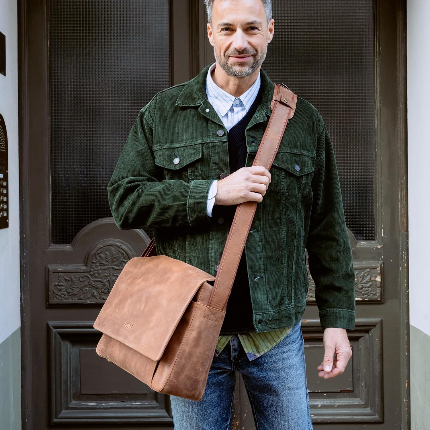 Berliner Bags P-Berg Vintage Leather Messenger Bag Brown – Bild 2