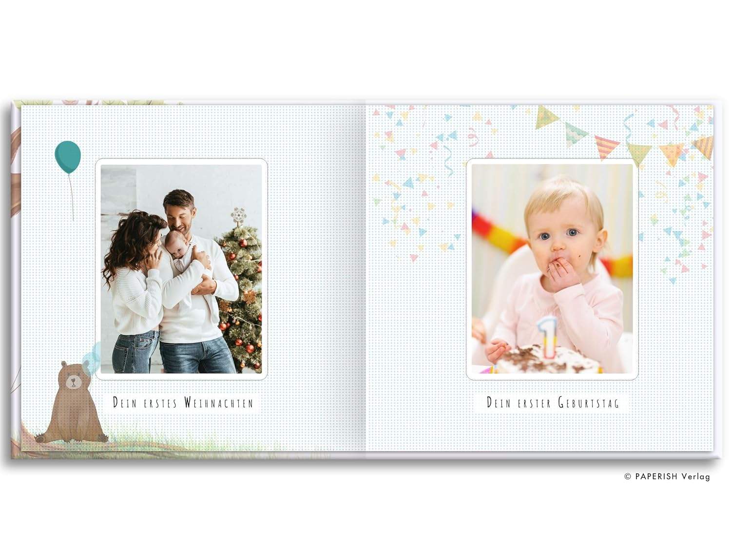 Babyalbum - UNSER ERSTES GEMEINSAMES JAHR (blau): Die schönsten Momente und Erinnerungen (Fotoalbum Baby Babybuch Geschenk Junge Mädchen) PAPERISH® – Bild 6