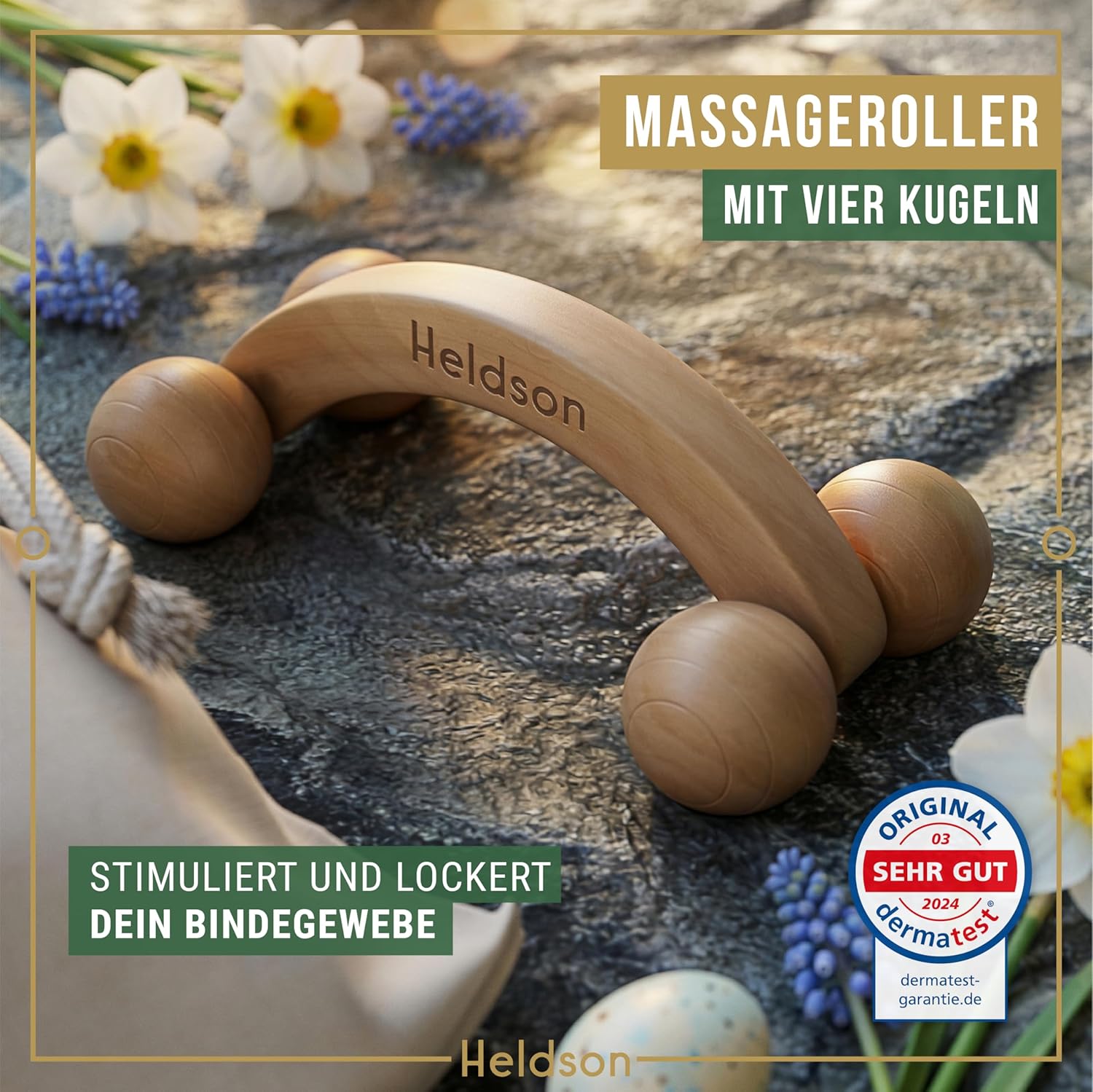 HELDSON Wooden Massage Set 6 Pieces - Massage Set for Foot, Head & Back – Bild 4