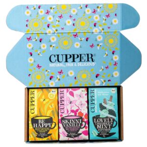 Cupper Organic Tea Set "Darling", Tea Gift Set, Fruit Tea, Herbal Tea, Three Different Varieties, 60 Unbleached, Plastic-Free Tea Bags, Pack of 3