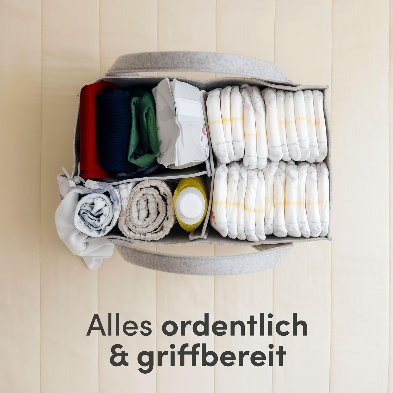 PUTSKA Nursery Storage Basket - Nappy Basket Organiser for Changing Station, Newborn Essentials, Baby Gifts for Birth and Must Haves for Boys or Girls – Bild 7