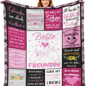 Giftota Gifts for Girlfriend, Flannel Blanket, Best Friend Gifts with Loving Message, Birthday Gift for Sister, Colleague, for Christmas, Valentine’s Day, 150 x 130 cm