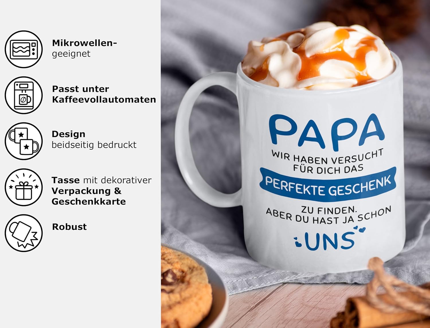 Gifts for Dad, Gift Ideas for the Best Father, Gift for Father Who Has Everything, Gift Set Mug with Spoon (Dad Gift - Us - Blue + Spoon) – Bild 7