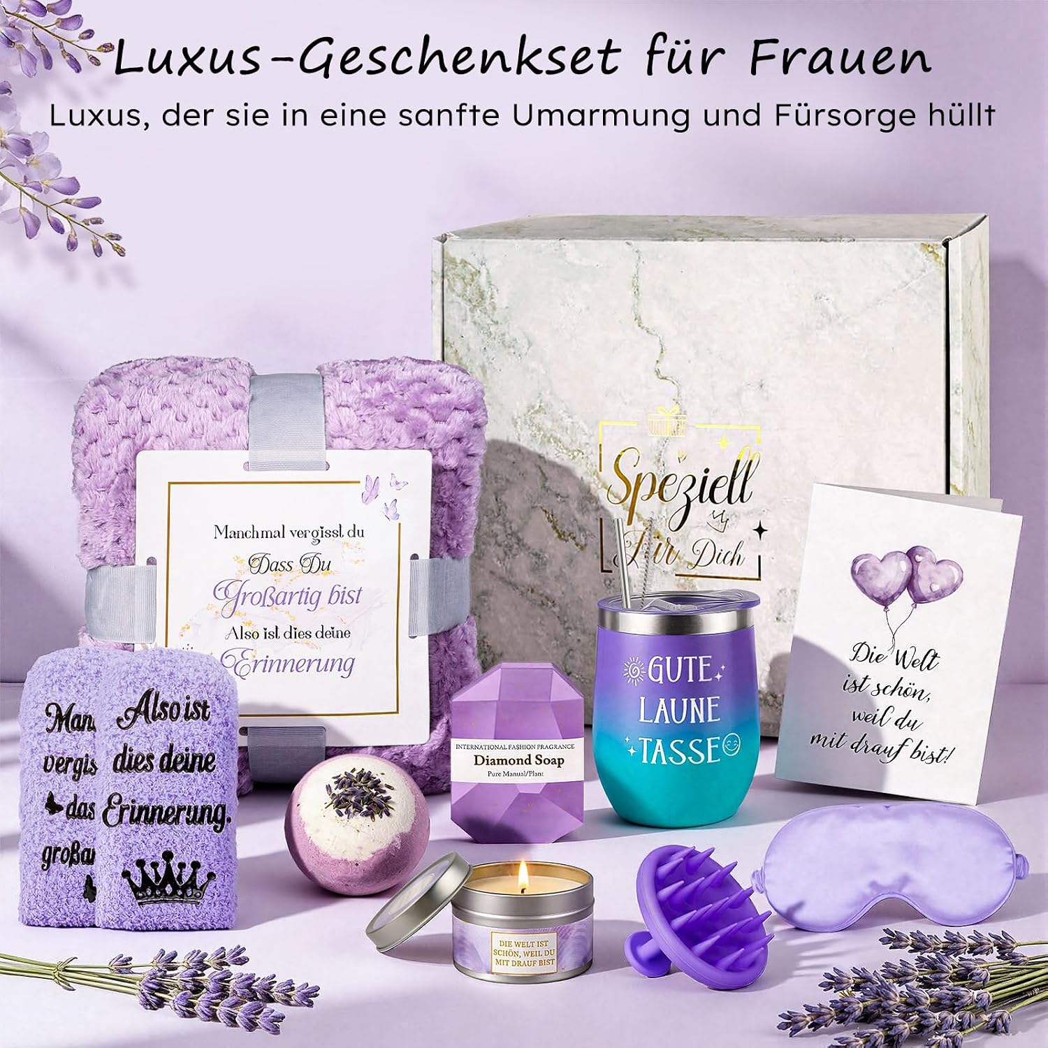 TUZELIYA Gifts for Women Girlfriend - Birthday Gift - Wellness Gift Set - Get Well Soon & Courage Gifts - Gift Ideas for Mum, Sister, Daughter, Colleague, Aunt, Wife - Purple – Bild 3