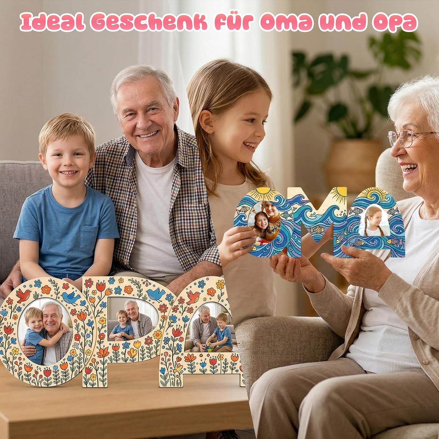 Pack of 2 Grandpa Grandma Gift Grandmother Picture Frame Wooden Letters Grandma and Grandpa Gifts Birthday Gift Grandson for Christmas Birthday – Bild 6