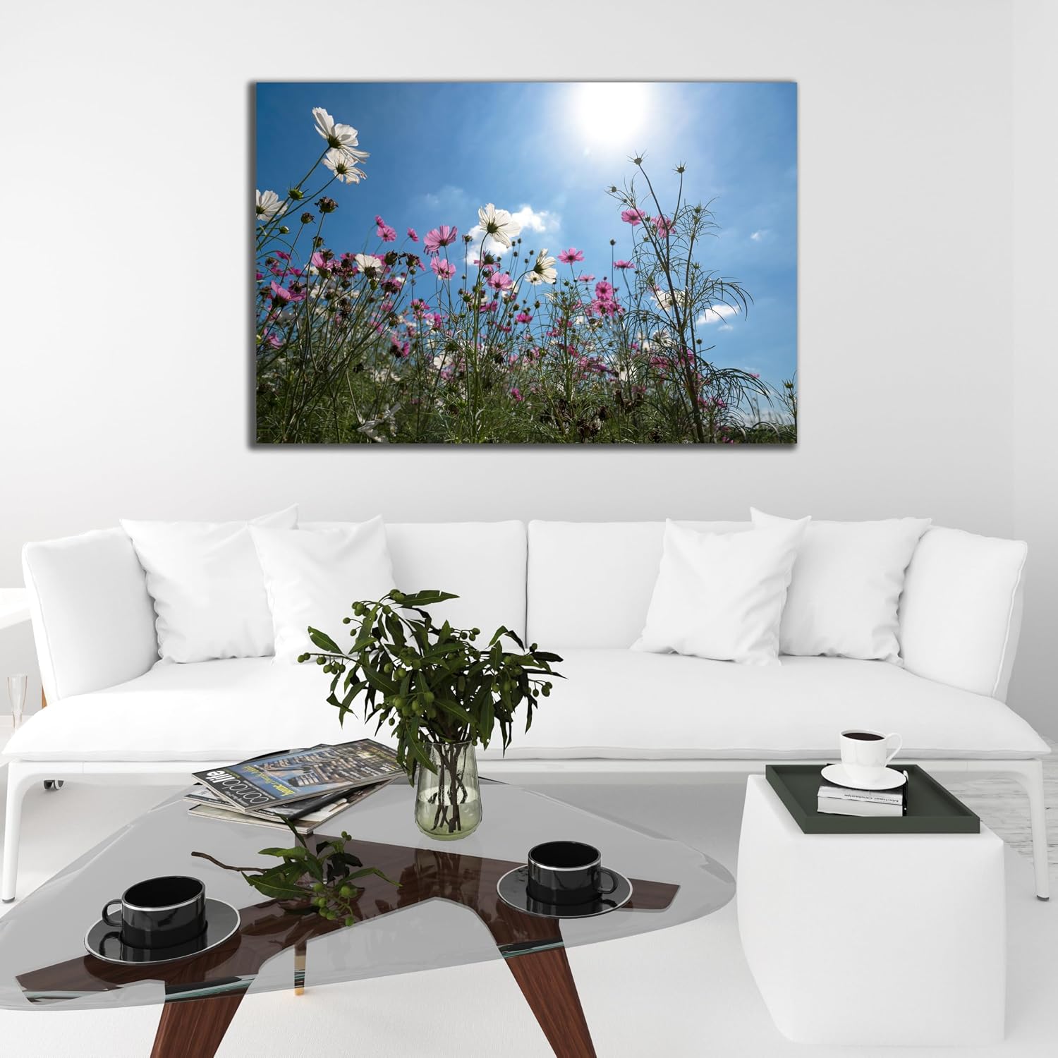 DARO Design - Wall Picture on 6 mm HDF 70 x 50 cm Flower Meadow from Below - Wall Decoration Pictures Gift – Bild 2