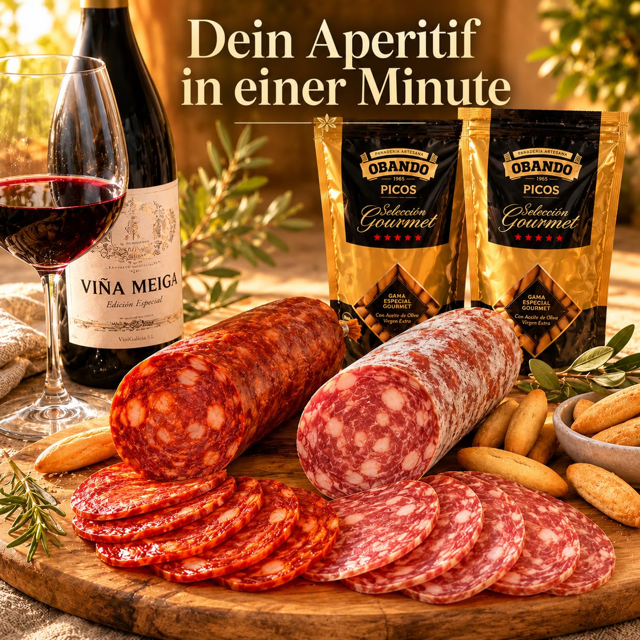 Gift Basket Filled for Men │ Gift Basket Spanish Specialities │ Men's Gifts Birthday, Father's Day │ Red Wine, Chorizo, Salami, Paté, Goat Cheese — AF – Bild 8