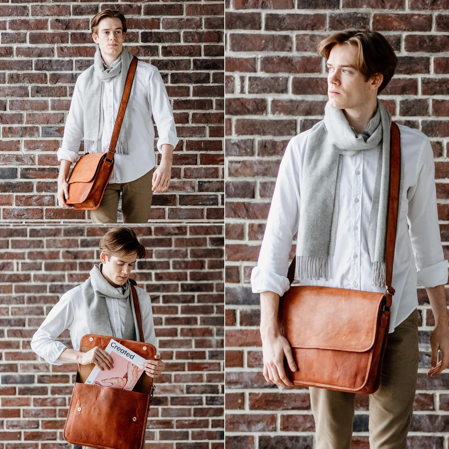 Berliner Bags Ghent Vintage Leather Messenger Bag for Men - Brown – Bild 7