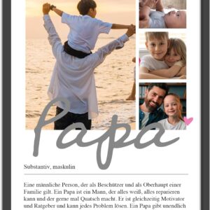 OWLBOOK Personalised Photo Gifts for Dad with 4 Photos Design Yourself – Poster Definition Dad – Gift as Birthday Gift | Optional with Picture Frame