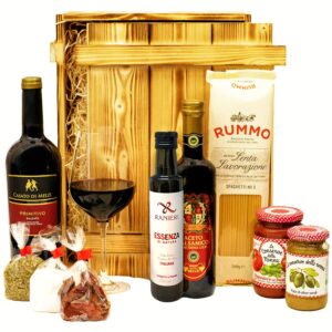 Italian Florence Gift Set, Large Gift Basket with Wine, Olive Oil and Many Italian Specialities, Gift Basket for Men and Women for Birthday, Christmas