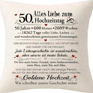 Bommex 50th Wedding Anniversary Gifts for Him Pillowcases for Couples Parents Grandparents Men Husband Friends Coworkers - 50th Wedding Anniversary Gift Keepsake Decoration