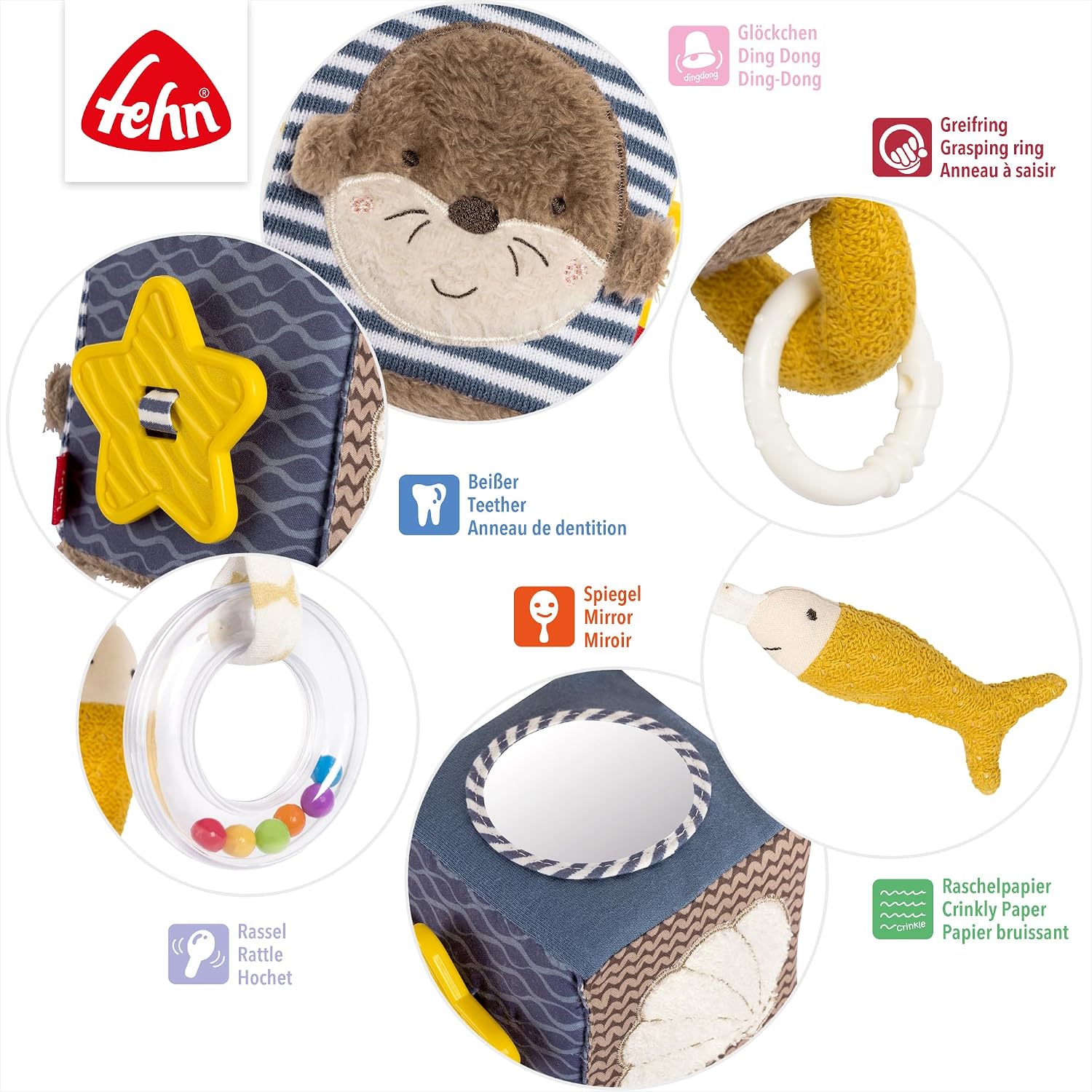 Fehn Otter Activity Cube - Motor Skills Toy with Hanging Grips - For Babies – Bild 3