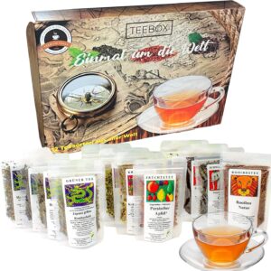 Tea sampler package „once around the world“ in a noble gift package 10 x 25 g