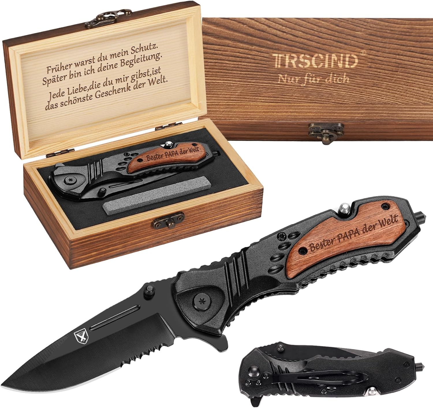 TRSCIND Gift for Dad, Multitool Pocket Knife "Bester Papa der Welt"