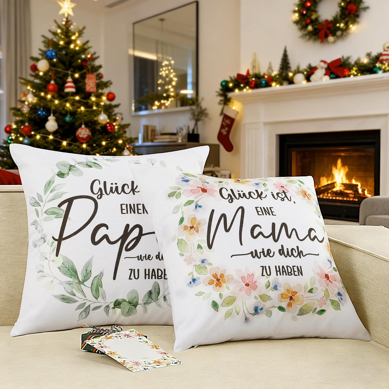 Mama & Dad Cushion Covers, Set of 2, Gift for Mother's Day, Father's Day, Birthday Gift for Parents, Mother and Father, Mother's Day Gifts, Christmas, Gift Idea Design – Bild 4