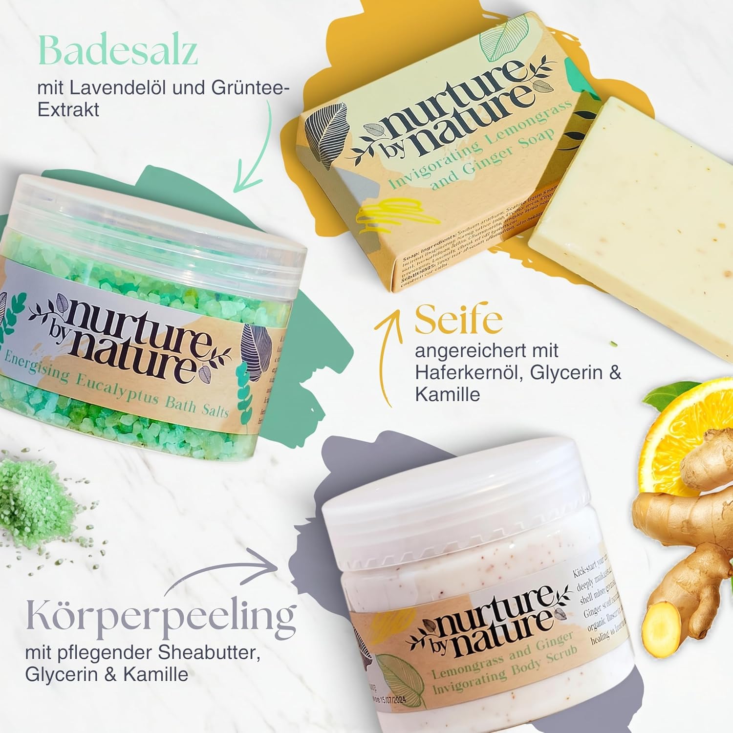 Nurture by Nature, Relaxation & Uplift, Pampering Baskets for Women, Spa Bath Set, Bath Salts, Aromatherapy, Soap, Bath Bombs, Candle & More, Birthday Gift – Bild 6