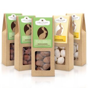 WELLNUSS Easter Gift 300 g – 3 x Truffle Almonds & 2 x Coconut Almonds